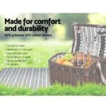 Alfresco 4 Person Picnic Basket Set Wooden Blanket Cooler Bag Outdoor Insulated - Image 6