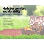 Alfresco 4 Person Picnic Basket Set Insulated Blanket Bag Red - Image 6