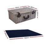 Alfresco 6 Person Picnic Basket Set Cooler Bag Insulated Blanket Plates Navy - Image 2