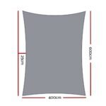 Instahut Shade Sail 4x6m Rectangle 280GSM 98% Grey Shade Cloth - Image 2
