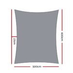 Instahut Shade Sail 5x6m Rectangle 280GSM 98% Grey Shade Cloth - Image 2