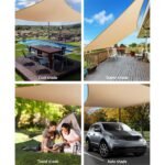 Instahut Shade Sail 6x6m Rectangle 280GSM 98% Sand Shade Cloth - Image 4