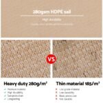 Instahut Shade Sail 6x6m Rectangle 280GSM 98% Sand Shade Cloth - Image 5