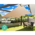 Instahut Shade Sail 6x6m Rectangle 280GSM 98% Sand Shade Cloth - Image 6