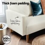 Artiss Sofa Bed Convertible Lounge 3 Seater Futon Couch Recliner Fabric Beige - Image 5