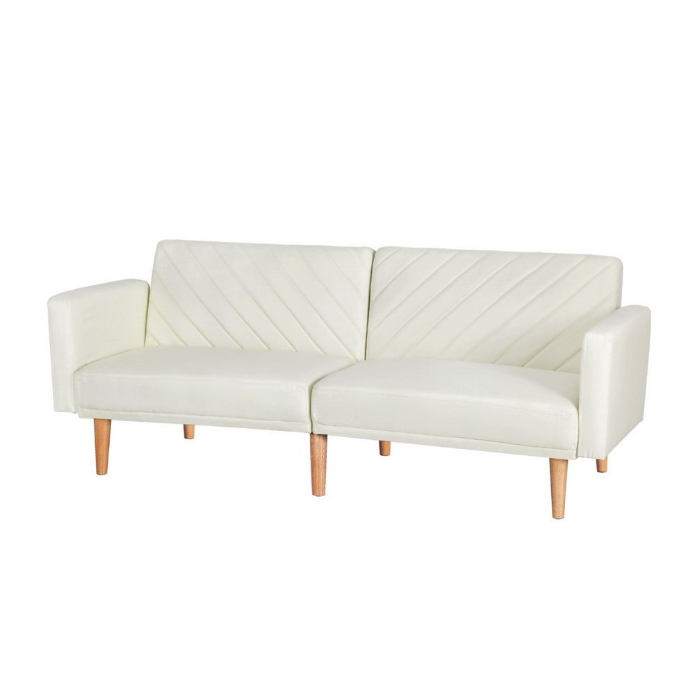 SBED-E-VEL-01-BG-AB-202502281308-07 Artiss Sofa Bed Convertible Lounge 3 Seater Futon Couch Recliner Fabric Beige - Image 1