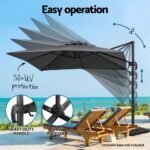 Instahut Outdoor Umbrella 3m Umbrellas Cantilever Stand Sun Roma 360 Degree Charcoal - Image 4