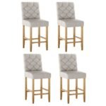 Artiss 4x Bar Stools Linen Upholstered Chairs - Image 7