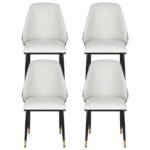 Artiss Dining Chairs Set of 4 Leather Seat Beige and Black - Image 3