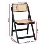 Artiss 2x Dining Chairs Wooden Rattan Foldable Black - Image 2