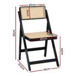 Artiss 4x Dining Chairs Wooden Rattan Foldable Black - Image 2