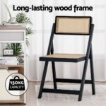 Artiss 4x Dining Chairs Wooden Rattan Foldable Black - Image 5