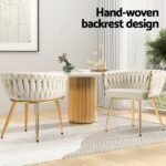 1 Set of 2 Artiss Dining Chairs Velvet Armchair Beige - Image 4