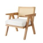 Artiss Armchair Accent Chair Lounge Rattan Velvet Pine - Image 7