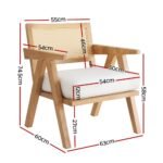 Artiss Armchair Accent Chair Lounge Rattan Velvet Pine - Image 2