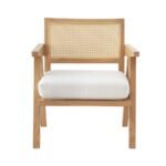 Artiss Armchair Accent Chair Lounge Rattan Velvet Pine - Image 3
