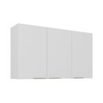 White Flat Pack DIY Steel Kitchen Wall Cabinet with 3 Doors + 2 Shelves - Renova