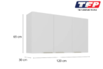 White Flat Pack DIY Steel Kitchen Wall Cabinet with 3 Doors + 2 Shelves - Renova - Image 2
