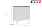 Base Kitchen Steel Cabinet/Cupboard with 2 Doors - Renova White Flat Pack DIY - Image 2