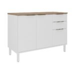 Base Kitchen Steel Cabinet/Cupboard with 3 Doors + 2 Drawers - Renova White Flat Pack DIY