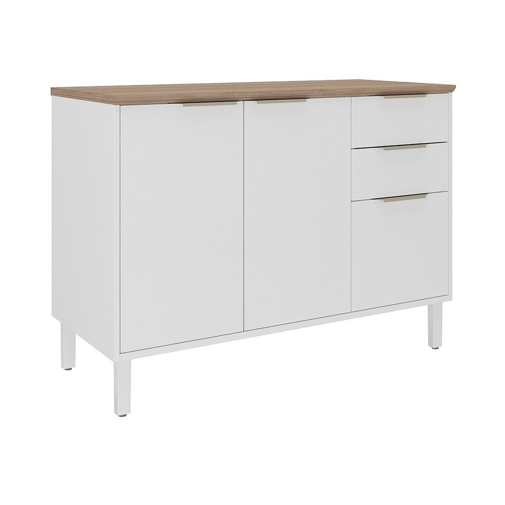 V1112-3500001965-202510031445-00 Base Kitchen Steel Cabinet/Cupboard with 3 Doors + 2 Drawers - Renova White Flat Pack DIY - Image 1