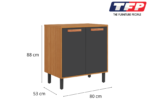 Base Kitchen Wooden Cabinet/Cupboard with 2 Doors in Cinnamon Finish - Napoles Graphite Flat Pack DIY - Image 2