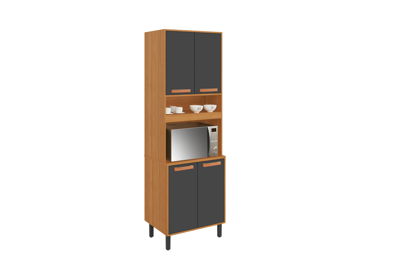 V1112-36000019481949-202511101910-00-scaled Flat Pack DIY Wooden Kitchen Cupboard/Pantry with 4 Doors + 6 Shelves in Graphite and Cinnamon Finish - Napoles - Image 1