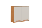 Flat Pack DIY Wooden Kitchen Wall Cabinet with 2 Doors + 2 Shelves in White and Cinnamon Finish - Napoles