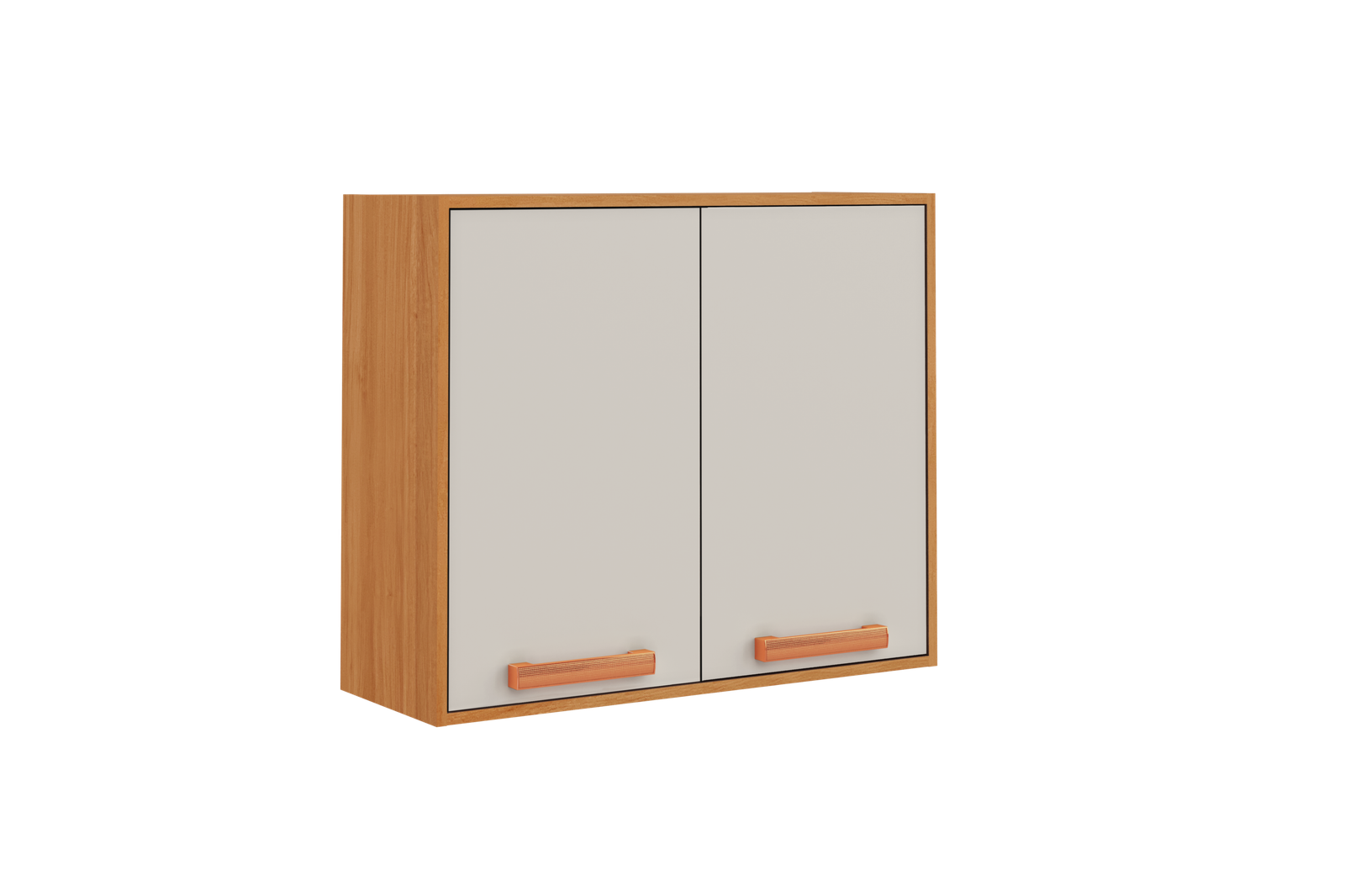 V1112-3600001952-202511101910-00-scaled Flat Pack DIY Wooden Kitchen Wall Cabinet with 2 Doors + 2 Shelves in White and Cinnamon Finish - Napoles - Image 1