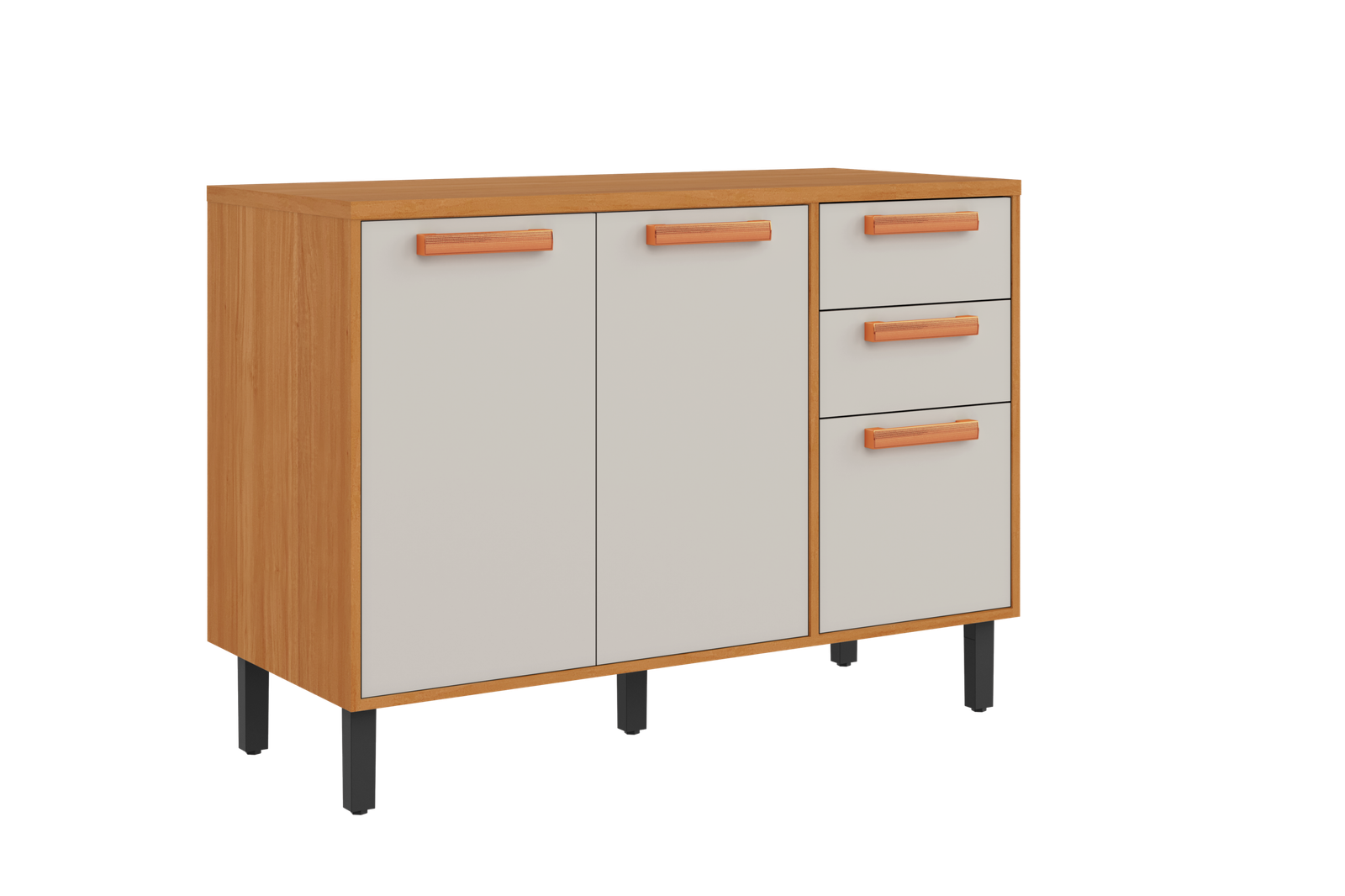 V1112-3600001953-202511101910-00-scaled Base Kitchen Wooden Cabinet/Cupboard with 3 Doors + 2 Drawers in Cinnamon Finish - Napoles White Flat Pack DIY - Image 1