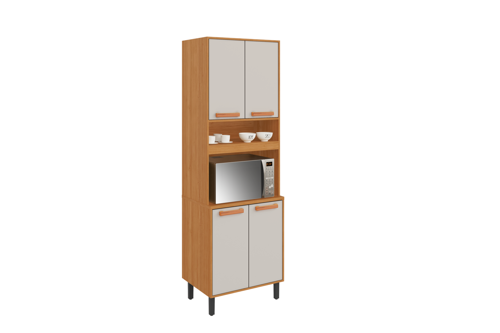 V1112-36000019601961-202511101910-00-scaled Flat Pack DIY Wooden Kitchen Cupboard/Pantry with 4 Doors + 6 Shelves in White and Cinnamon Finish - Napoles - Image 1