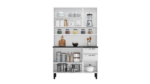 Free Standing Steel Kitchen Cabinet/Cupboard with Countertop Storage - Pratika White Flatpack DIY - Image 8