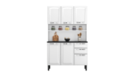 Free Standing Steel Kitchen Cabinet/Cupboard with Countertop Storage - Pratika White Flatpack DIY - Image 9