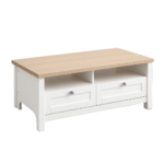 Noosa Coffee Table White Oak 2 Shelf and 2 Drawers - Image 4