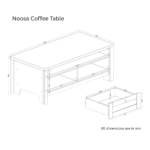 Noosa Coffee Table White Oak 2 Shelf and 2 Drawers - Image 6