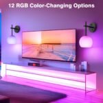 Wall Sconces Set of Two, Wireless Battery Operated Wall Decor with Remote, Sconces Wall Lighting with Glass Shade, Upward and Downward Installation, 12 RGB Colors and 3 CCT Options - Image 4