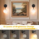 Wall Sconces Set of Two, Wireless Battery Operated Wall Decor with Remote, Sconces Wall Lighting with Glass Shade, Upward and Downward Installation, 12 RGB Colors and 3 CCT Options - Image 5