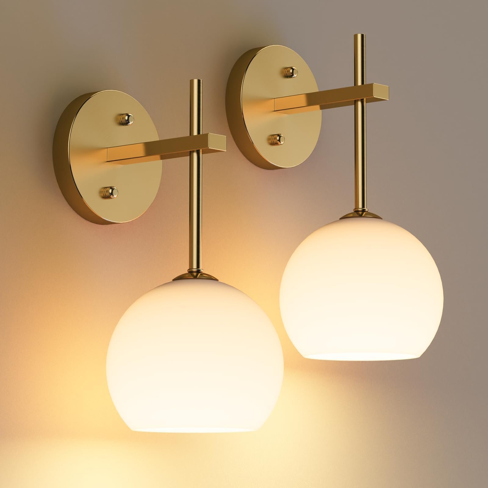 V1171-CB-WLG-SQUARE-CCT-RGB-USB2-202512251236-00 Rechargeable Wall Light Indoor,Battery Operated Wall Lamp with Remote,Indoor Wall Light with 3 Color Modes and RGB,Frosted Glass Wall Mounted Lamp for Living Room Bedrooms 2 Pack (Gold) - Image 1
