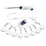 Linkable Under Cabinet LED Lighting 12V Slim Aluminum Dimmable Puck Lights Direct Wired with RF Remote Control for Kitchen Lighting(8pack Daylight White)