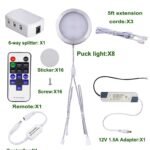 Linkable Under Cabinet LED Lighting 12V Slim Aluminum Dimmable Puck Lights Direct Wired with RF Remote Control for Kitchen Lighting(8pack Daylight White) - Image 2