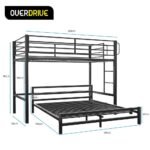 KINGSTON SLUMBER Single Loft Bed And Double Underbed, Multifunctional, Space Saving with Fixed Ladder, Matte Dark Grey - Image 2