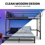 KINGSTON SLUMBER Single Loft Bed And Double Underbed, Multifunctional, Space Saving with Fixed Ladder, Matte Dark Grey - Image 6