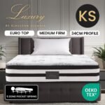 KINGSTON SLUMBER Luxury 34cm King Single Mattress, Medium Firm, Euro Top, 5-Zone Pocket Spring Foam - Image 2