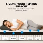KINGSTON SLUMBER Luxury 34cm King Single Mattress, Medium Firm, Euro Top, 5-Zone Pocket Spring Foam - Image 4