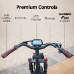 VALK Nomad Electric Fat Tyre Bike, 350W, 32km/hr, Throttle ebike, Disc Brakes, Step-Through Alloy, Shimano 7 spd, 20x4" Kenda Tyres, Suspension, Black - Image 5