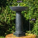 Protege Bird Bath Solar Water Feature Fountain, Contemporary Birdbath Design, with Panel Kit, LED Lights, Dark Grey - Image 2