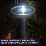 Protege Bird Bath Solar Water Feature Fountain, Contemporary Birdbath Design, with Panel Kit, LED Lights, Dark Grey - Image 6