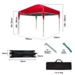 RED TRACK 3.6x2.2m Ultra Compact Folding Gazebo, Carry bag, Portable Outdoor Popup Marquee for Camping Beach - Image 2