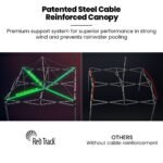RED TRACK 3x3m Premium Pop Up Gazebo Marquee, Patented Steel Cable Canopy Support System, Wheeled Carry Bag, Side Walls, UV Block, Reinforced Frame, Blue - Image 4