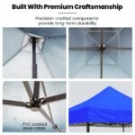 RED TRACK 3x3m Premium Pop Up Gazebo Marquee, Patented Steel Cable Canopy Support System, Wheeled Carry Bag, Side Walls, UV Block, Reinforced Frame, Blue - Image 5